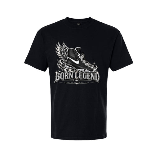 	Born Legend Pitch Black heavyweight tee front — HFM Apparel Uncut Vault
