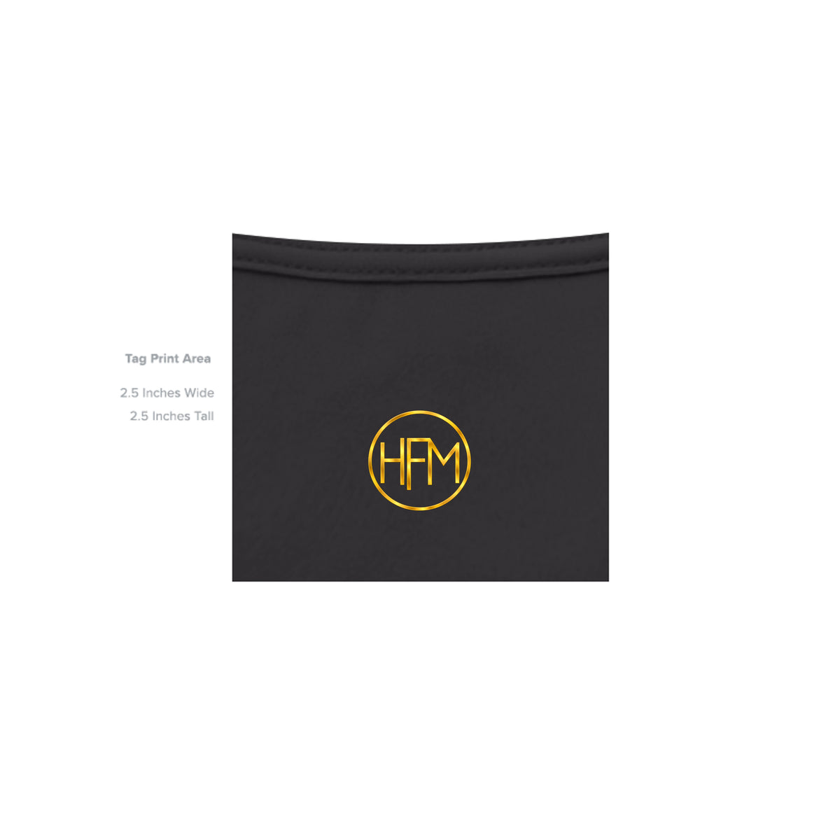 	HFM Apparel inside neck tag — Born Legend Pitch Black Uncut Vault tee