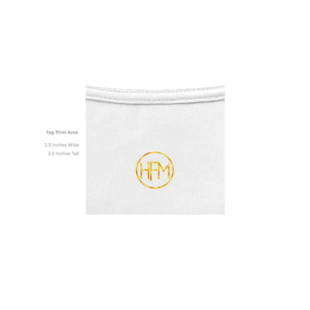 	HFM Apparel inside neck tag — Born Legend White Uncut Vault tee