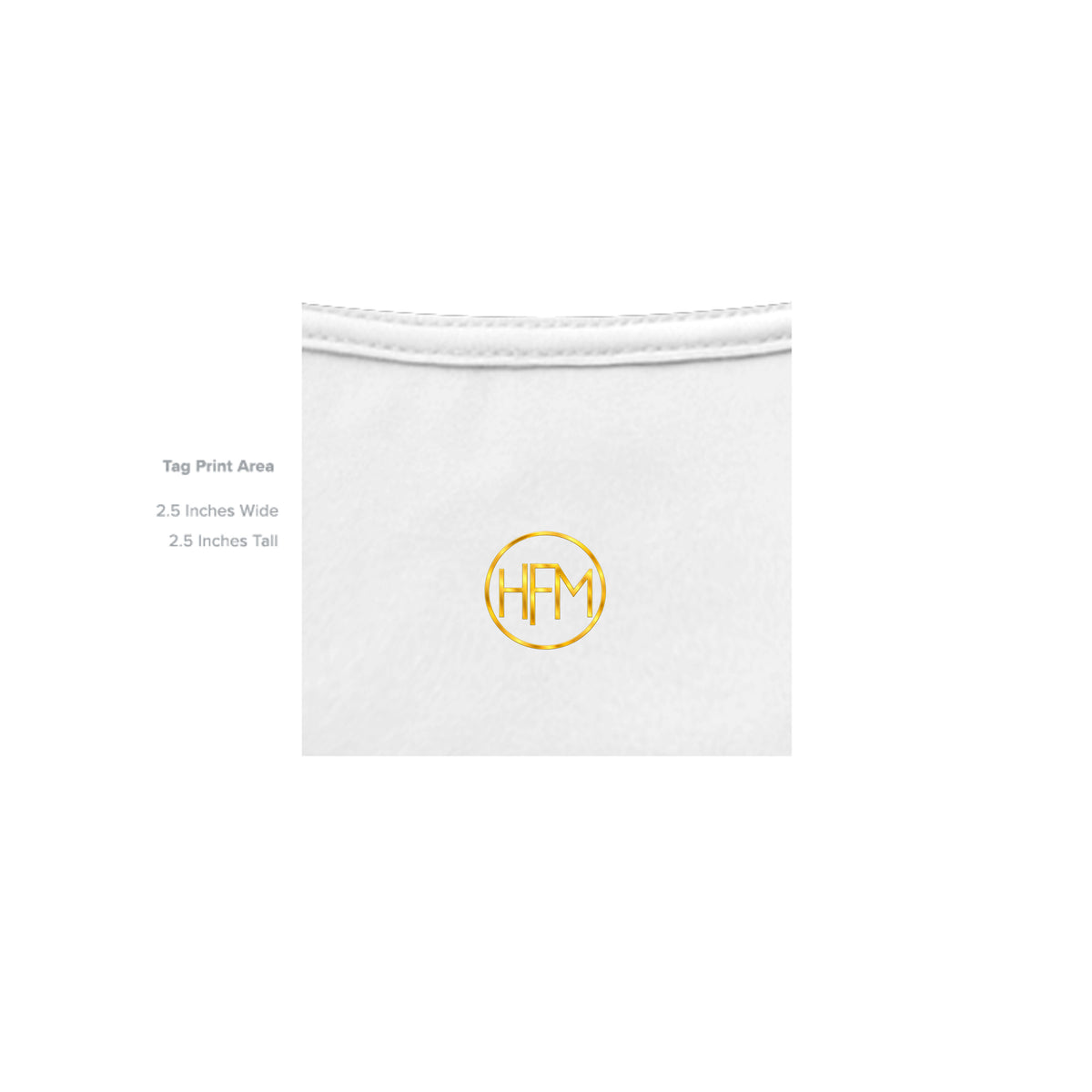	HFM Apparel inside neck tag — Hustle For Mines White Uncut Vault tee