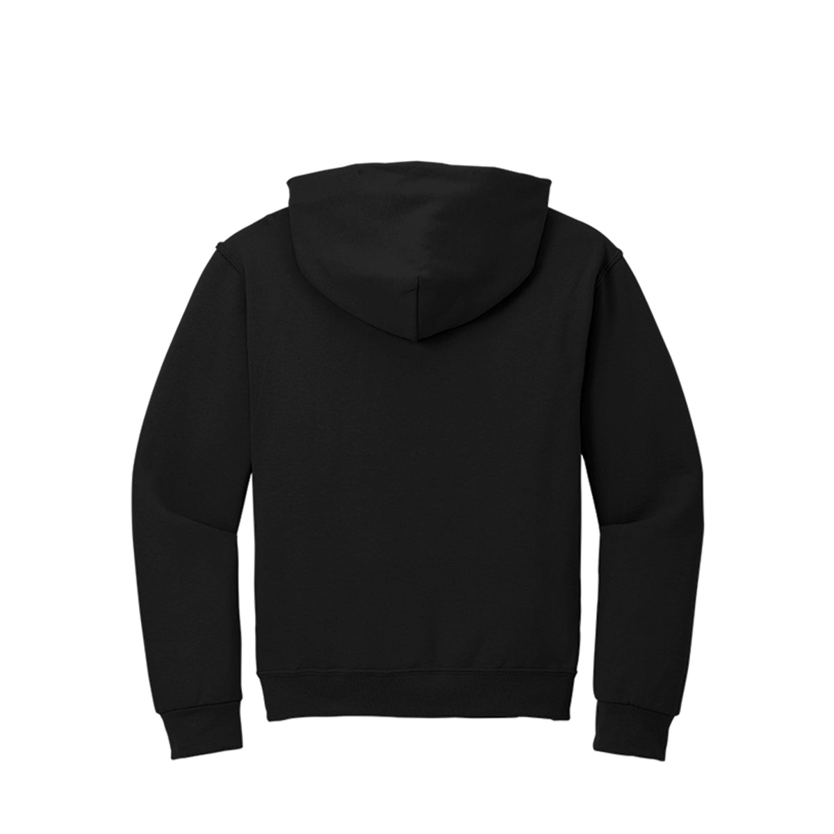 Back view of HFM Listen to the Wind men's black pullover hoodie — Drop 004
