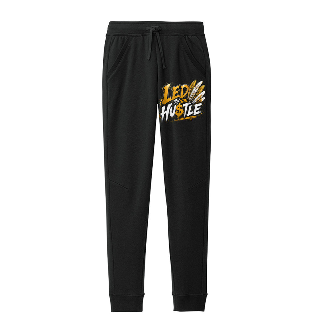 Led By The Hu$tle men's joggers black front — Drop 001 | Hustle For Mines