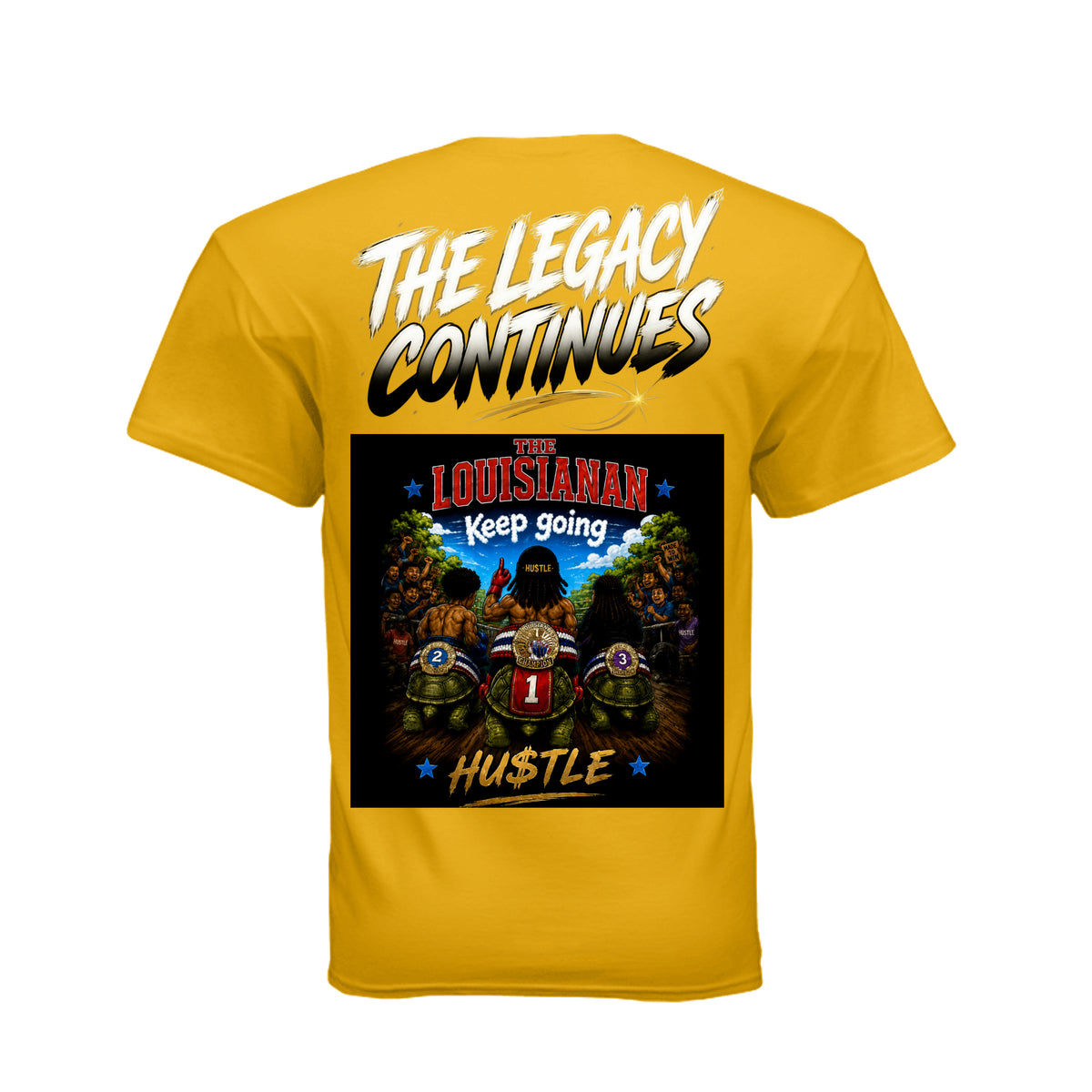 TL Boxing fan shirt gold back — The Louisianan | HFM