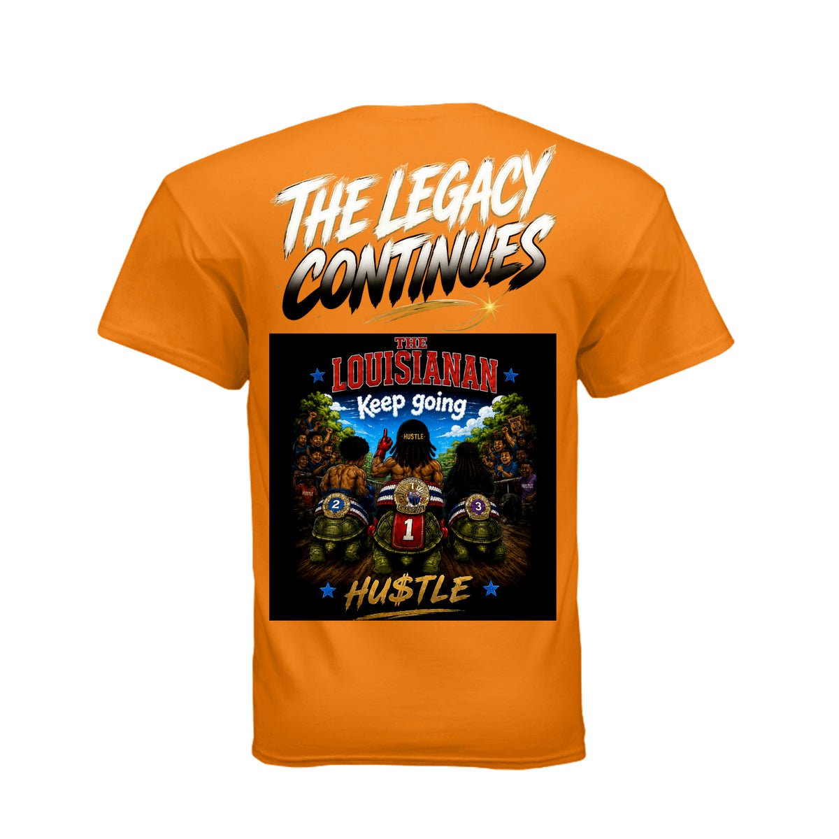 TL Boxing fan shirt orange back — The Louisianan | HFM