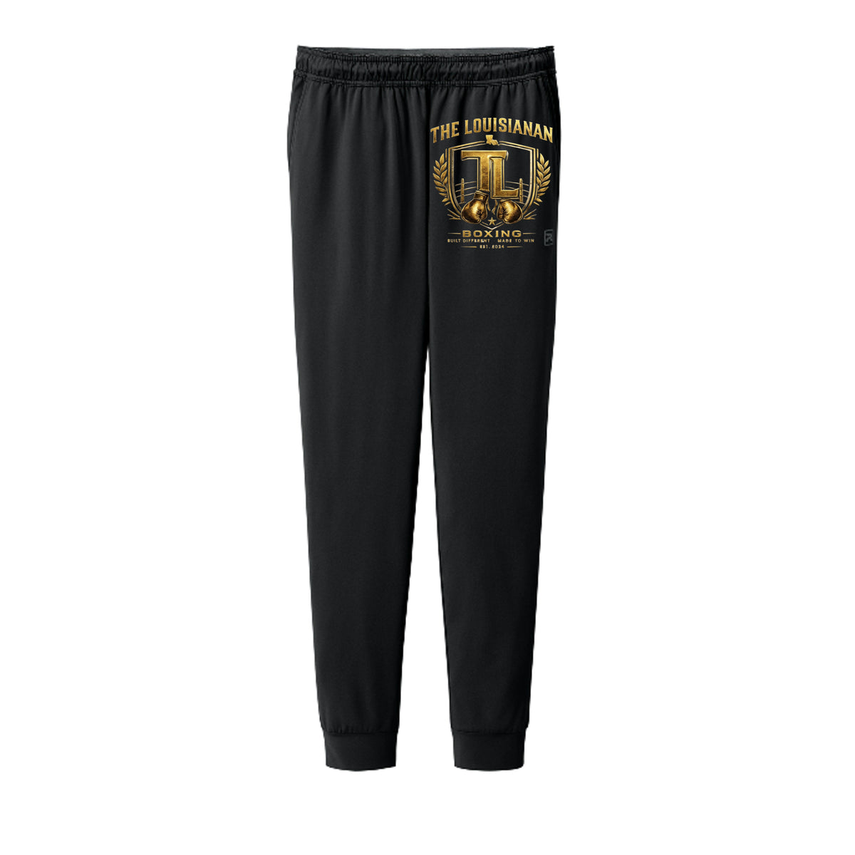 TL Boxing men's jogger pants black front — The Louisianan | Hustle For Mines